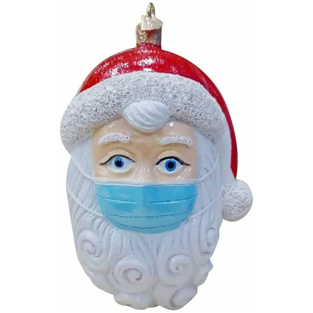 2 Santa Christmas Ornaments 3D Wearing Mask Creative 2020 Hanging Decor NEW